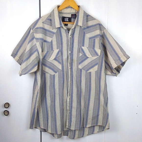 Rock Creek Ranch Men's Blue/White Striped Shirt Western Pearl Snap Cowboy Sz.2X - Picture 1 of 6